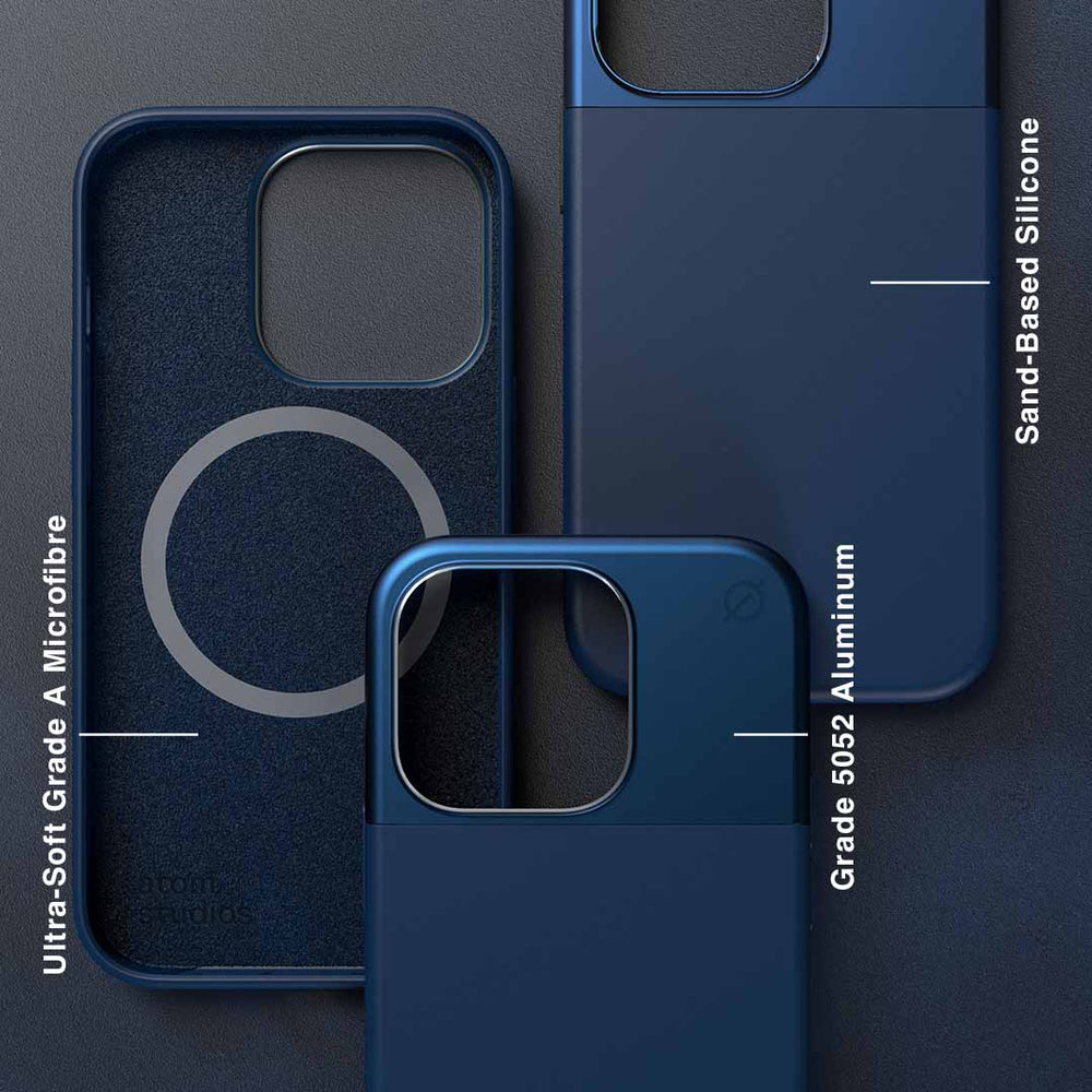 MagSafe Silicone Aluminum iPhone 14 Pro Max Case Eco Slim Protection Atom Studios#color_ink-blue