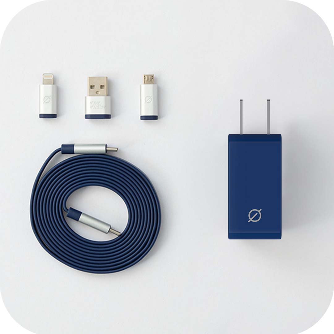 fast charging usb-c and lightning cables. fast charge 30W PD wall plug. Dual ports USB-c and USB-a