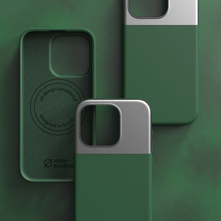 MagSafe Silicone Aluminum iPhone 15 Pro Case Eco Slim Protection Atom Studios#color_atom-green