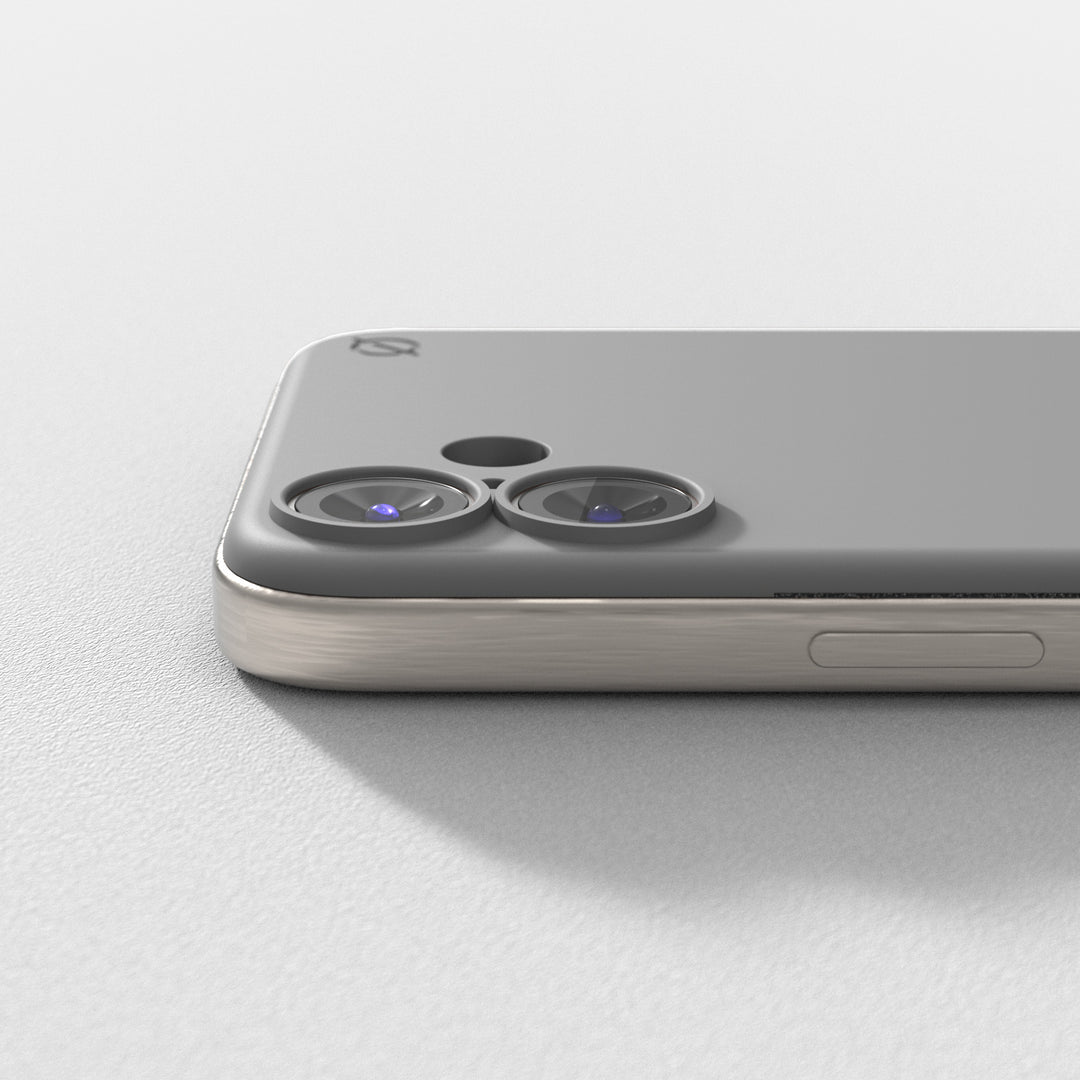 iPhone 16 Plus Soft Snap Case powered by Alara, EMF Protection Atom Studios#color_arctic-grey