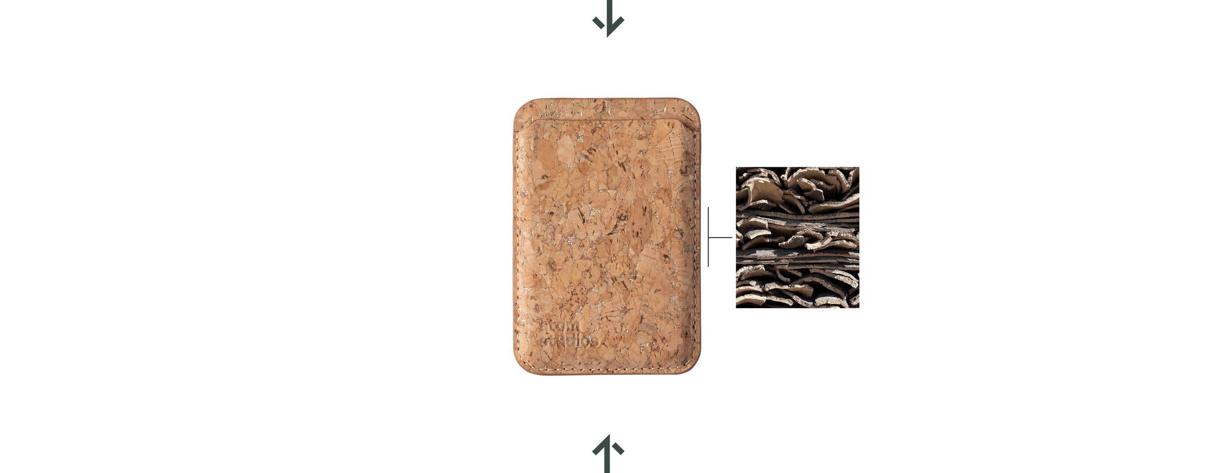 Sustainable eco raw cork. High quality eco materials. Long lasting durable natural plant-based cork. Naturally antibacterial. Vegan card wallet.