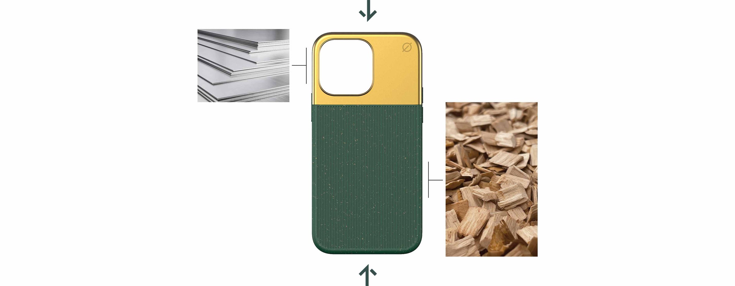 High quality premium materials. strong aluminum, recyclable eco materials. Hard wearing durable long lasting phone case. Protective metal phone case. Unique wood fibre material. Recycled wood sustainable planet friendly eco phone cover for iPhone 14 range