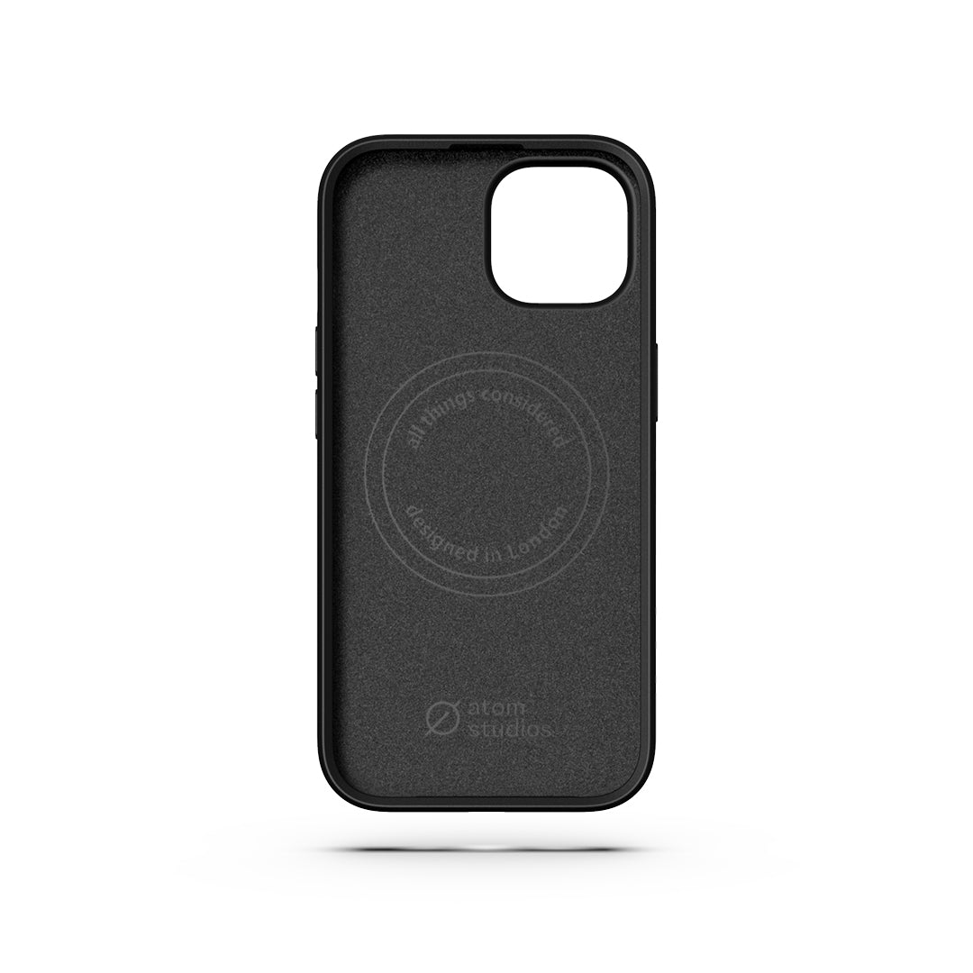 MagSafe Silicone Aluminum iPhone 15 Case Eco Slim Protection Atom Studios#color_carbon-black