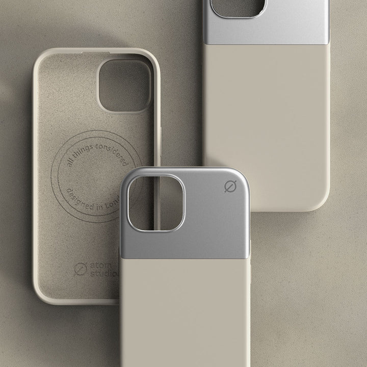 MagSafe Silicone Aluminum iPhone 15 Case Eco Slim Protection Atom Studios#color_stone-beige