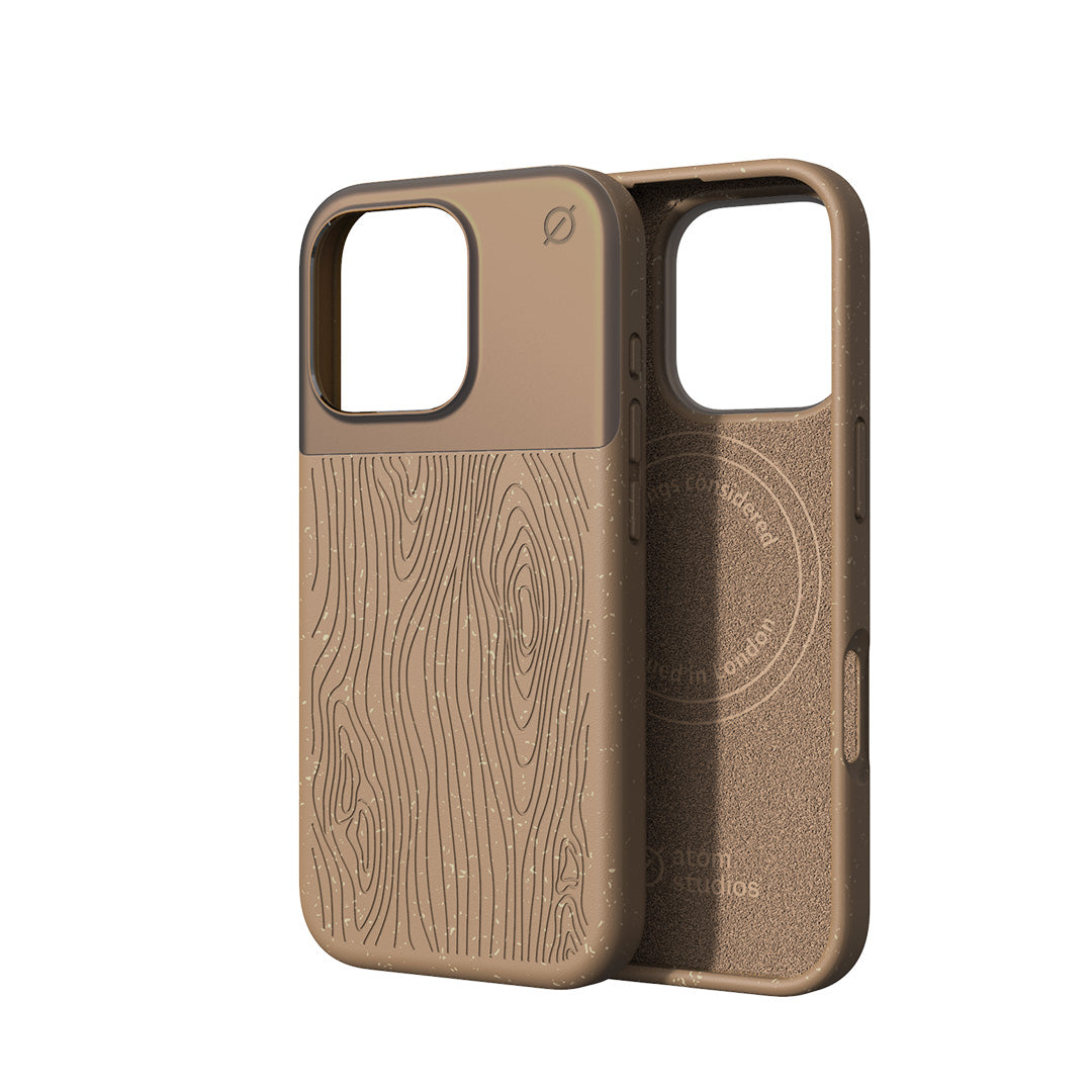 MagSafe Eco Wood Fibre and Aluminum iPhone 16 Pro Case Slim Protection Atom Studios#color_natural