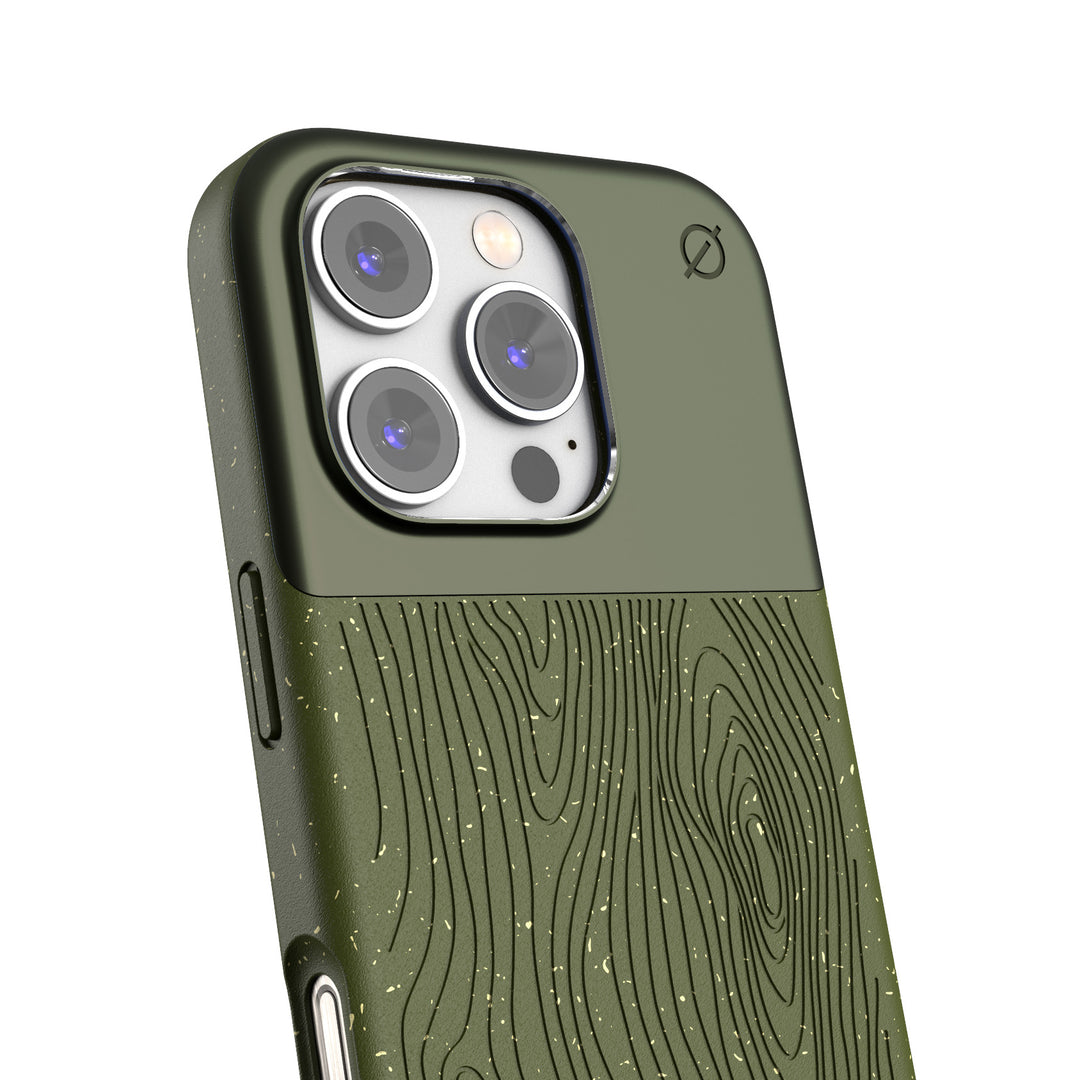 MagSafe Eco Wood Fibre and Aluminum iPhone 16 Pro Case Slim Protection Atom Studios#color_olive