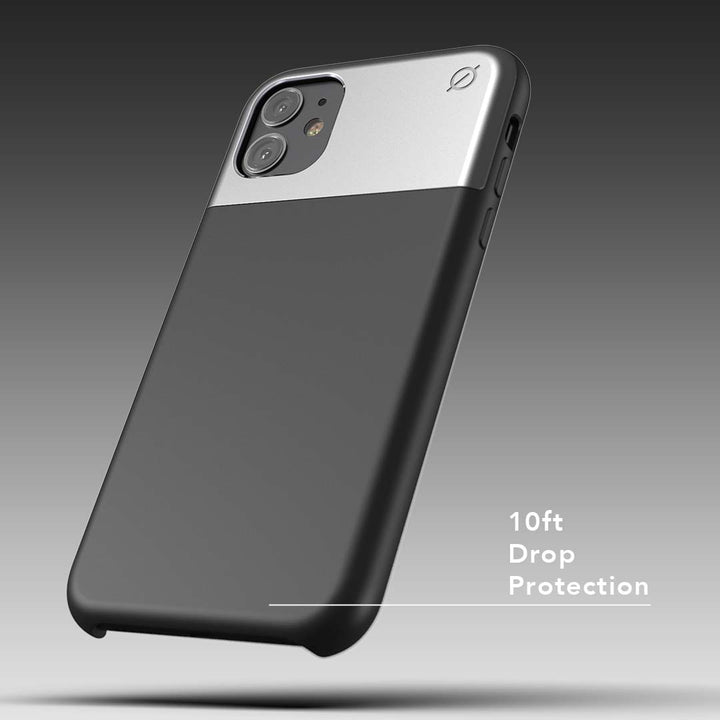 Soft Touch Silicone and Aluminium iPhone 11 Case Eco Slim Protection Atom Studios#colour_carbon-black