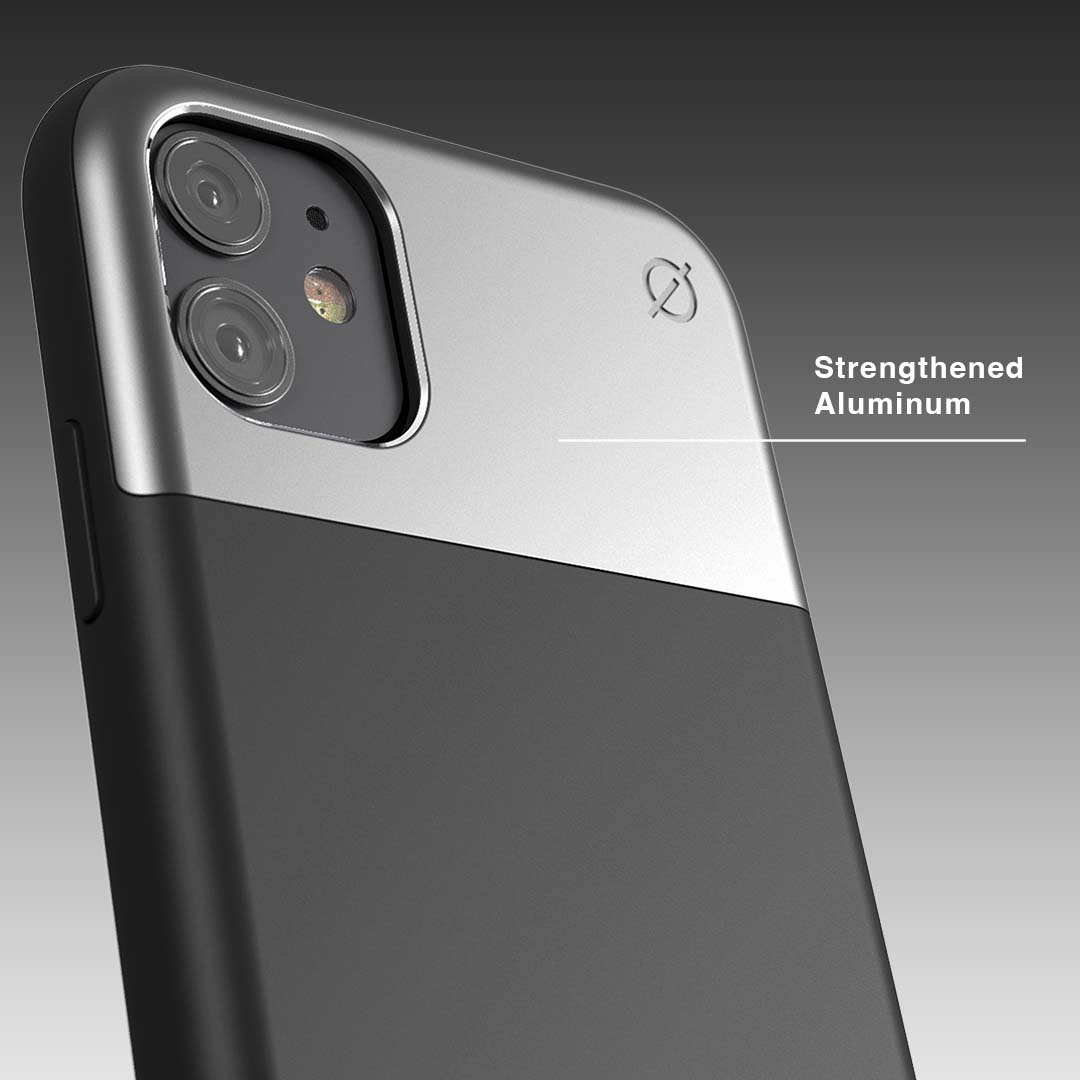 Soft Touch Silicone and Aluminium iPhone 11 Case Eco Slim Protection Atom Studios#color_carbon-black