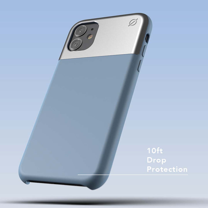 Soft Touch Silicone and Aluminium iPhone 11 Case Eco Slim Protection Atom Studios#colour_hydrogen-blue