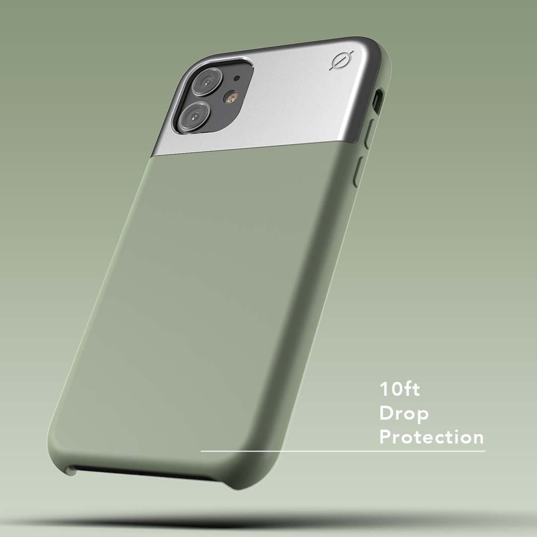 Soft Touch Silicone and Aluminium iPhone 11 Case Eco Slim Protection Atom Studios#colour_chlorine-green