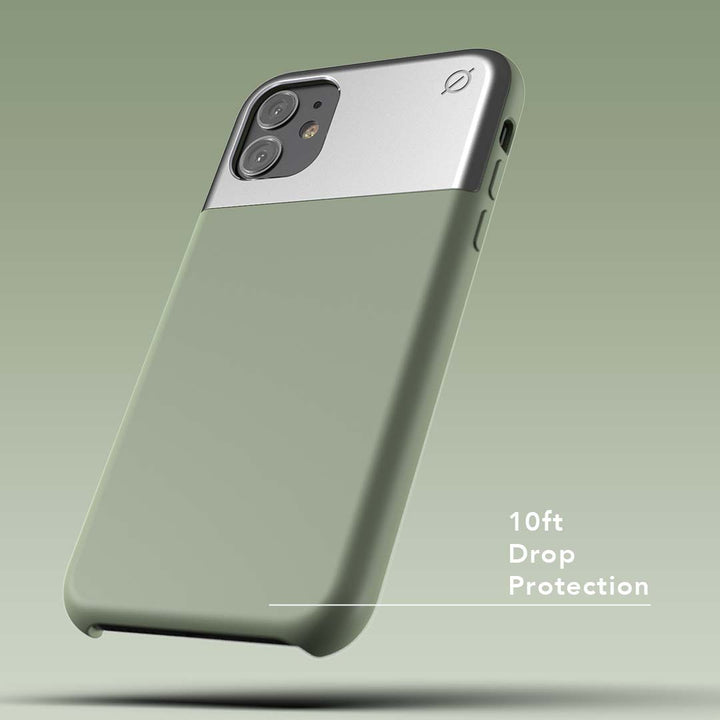 Soft Touch Silicone and Aluminium iPhone 11 Case Eco Slim Protection Atom Studios#color_chlorine-green