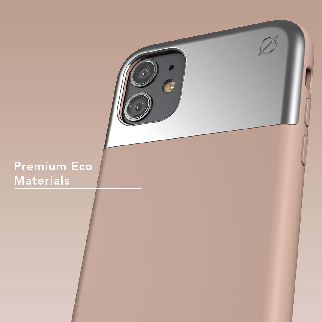 Soft Touch Silicone and Aluminium iPhone 11 Case Eco Slim Protection Atom Studios#color_erbium-pink
