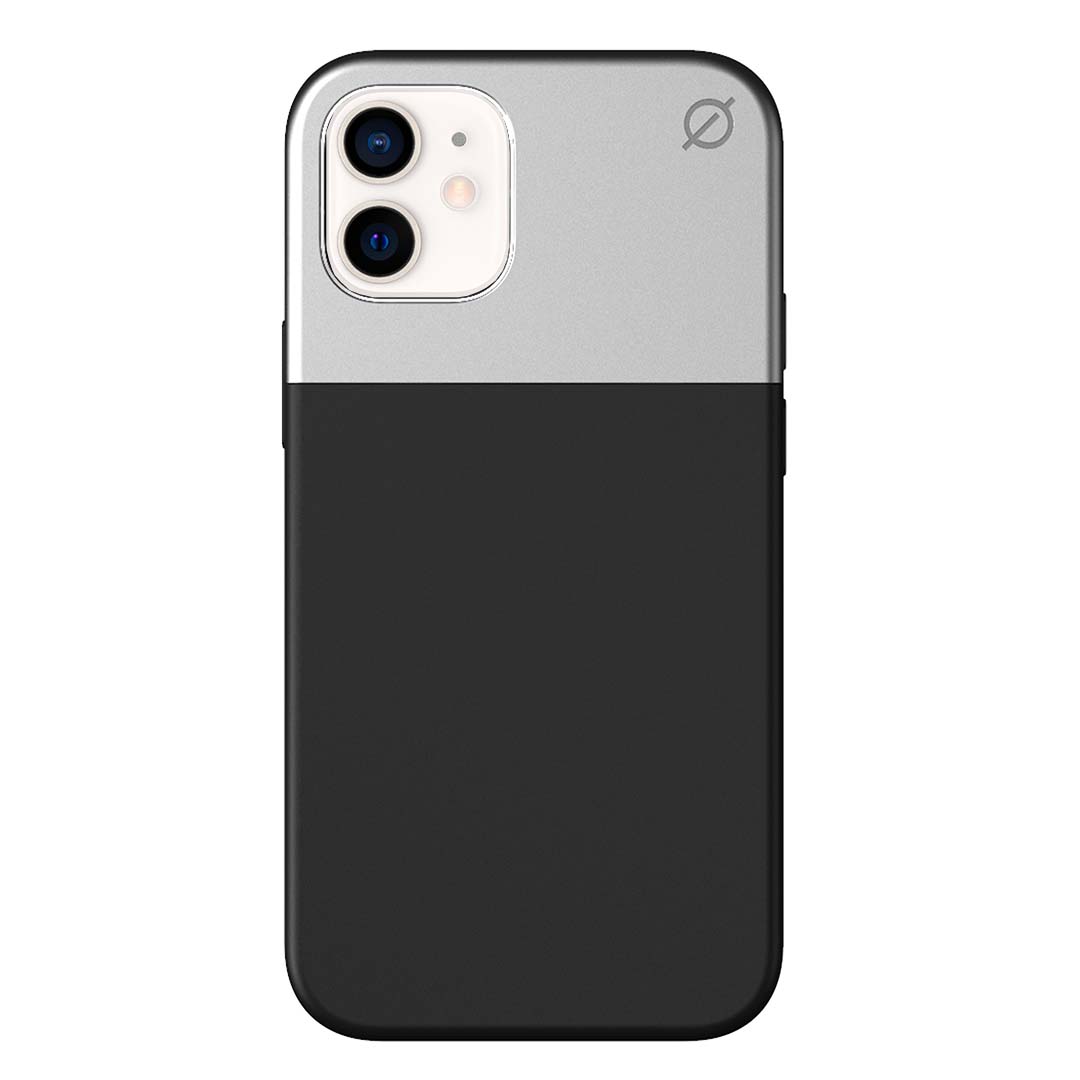 Soft Touch Silicone and Aluminium iPhone 12 Mini Case Eco Slim Protection Atom Studios#color_carbon-black