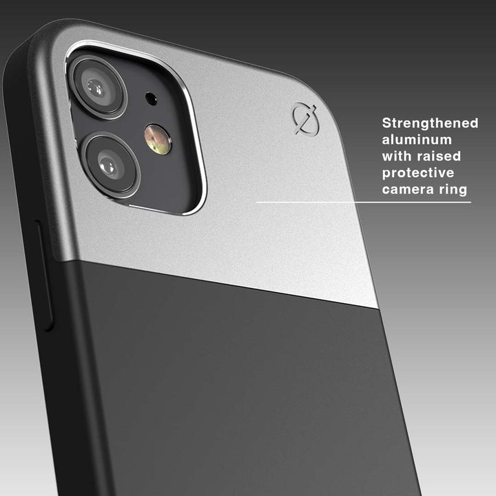 Soft Touch Silicone and Aluminium iPhone 12 Mini Case Eco Slim Protection Atom Studios#colour_carbon-black