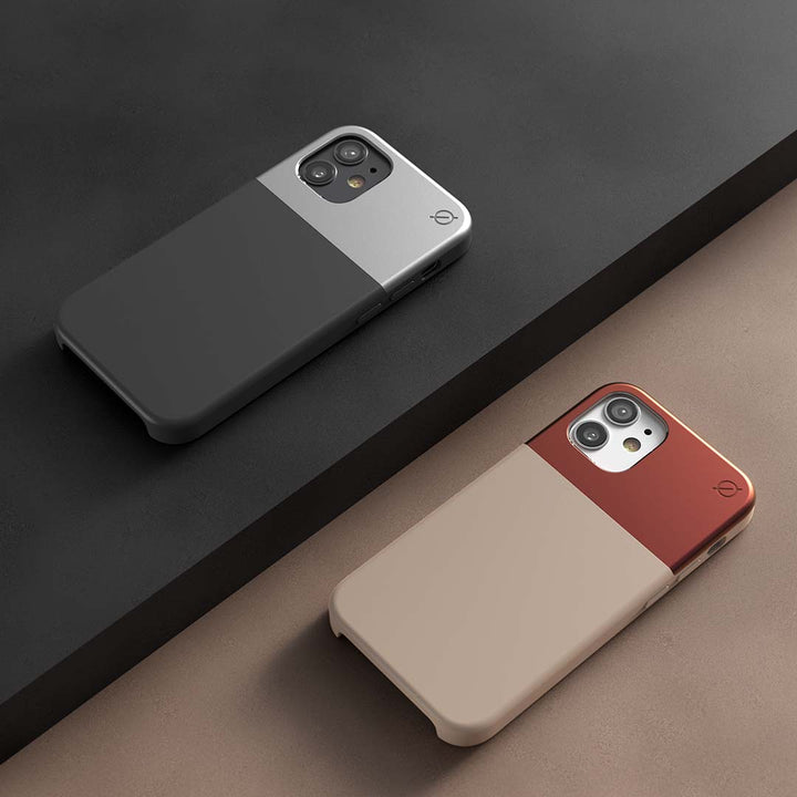 Soft Touch Silicone and Aluminium iPhone 12 Mini Case Eco Slim Protection Atom Studios#color_carbon-black