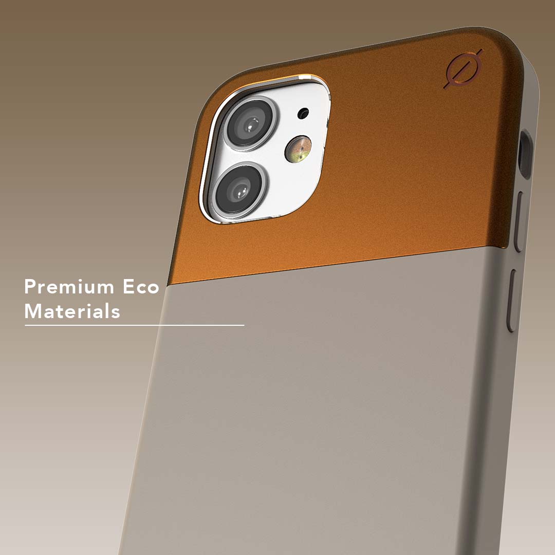 Soft Touch Silicone and Aluminium iPhone 12 Mini Case Eco Slim Protection Atom Studios#color_bromine-calcium