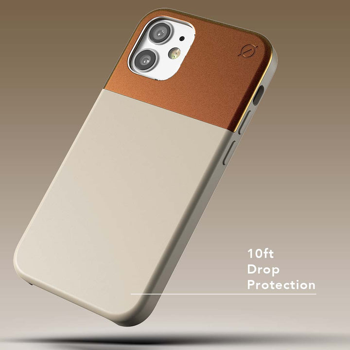 Soft Touch Silicone and Aluminium iPhone 12 Mini Case Eco Slim Protection Atom Studios#colour_calcium-stone