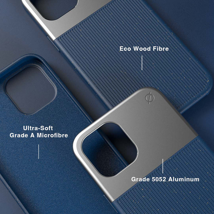 Eco Wood Fibre and Aluminium iPhone 12 12 Pro Case Eco Slim Protection Atom Studios#color_nitrogen-blue