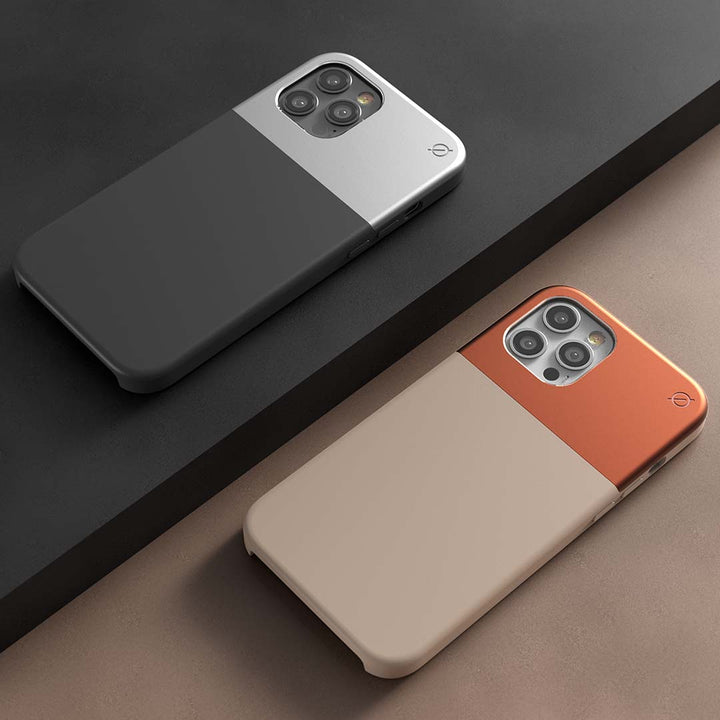 Soft Touch Silicone and Aluminium iPhone 12 Pro Max Case Eco Slim Protection Atom Studios#colour_carbon-black
