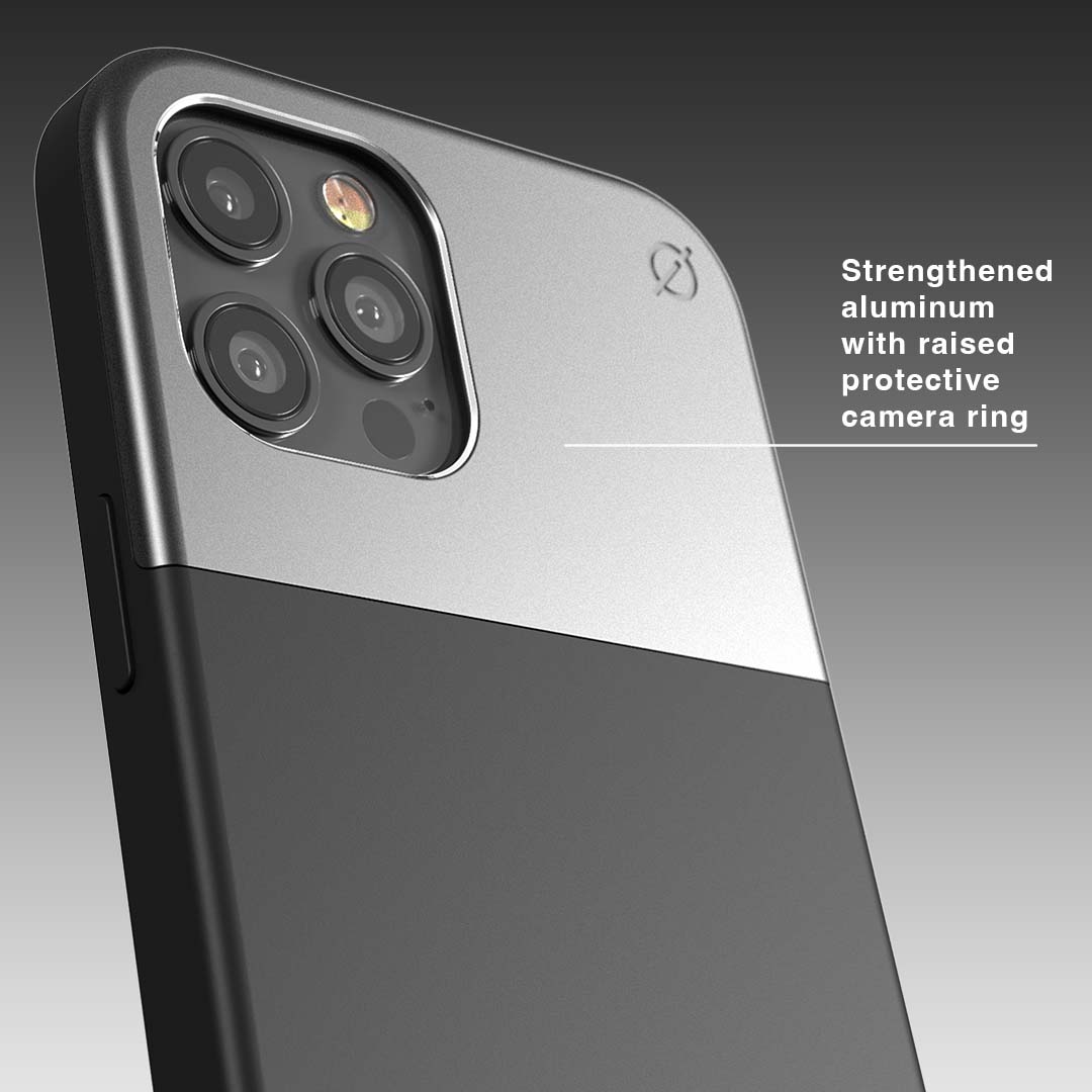 Soft Touch Silicone and Aluminium iPhone 12 Pro Max Case Eco Slim Protection Atom Studios#colour_carbon-black