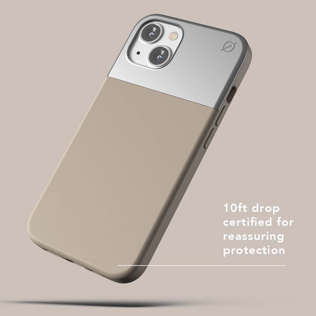 MagSafe Silicone Aluminium iPhone 13 Case Eco Slim Protection Atom Studios#color_stone-beige