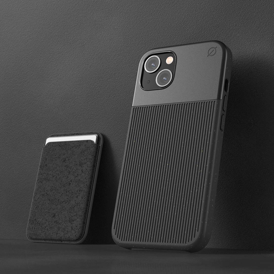 MagSafe Eco Wood Fibre and Aluminium iPhone 13 Case Eco Slim Protection Atom Studios#colour_carbon-black