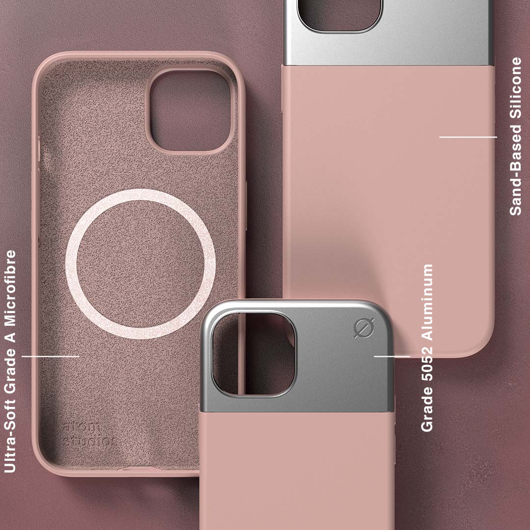 MagSafe Silicone Aluminium iPhone 13 Case Eco Slim Protection Atom Studios#colour_pink-clay