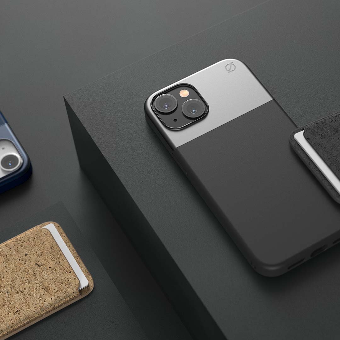 MagSafe Silicone Aluminium iPhone 14 Case Eco Slim Protection Atom Studios#colour_carbon-black