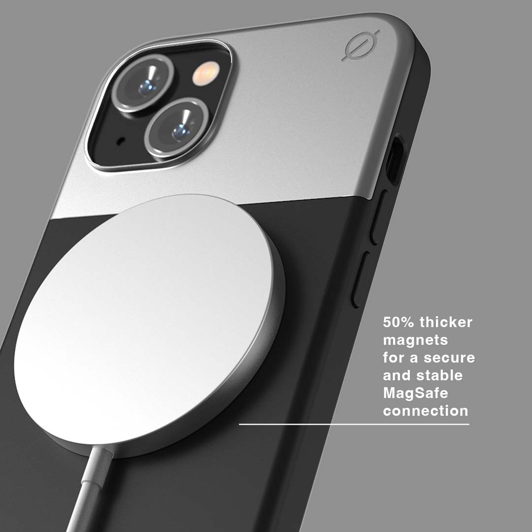 MagSafe Silicone Aluminium iPhone 14 Case Eco Slim Protection Atom Studios#colour_carbon-black