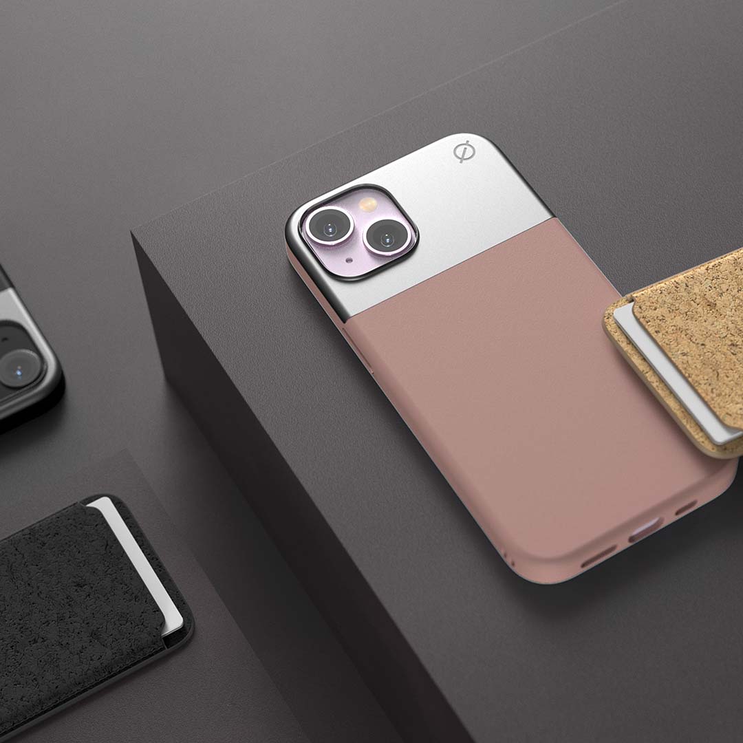 MagSafe Silicone Aluminium iPhone 14 Case Eco Slim Protection Atom Studios#colour_pink-clay