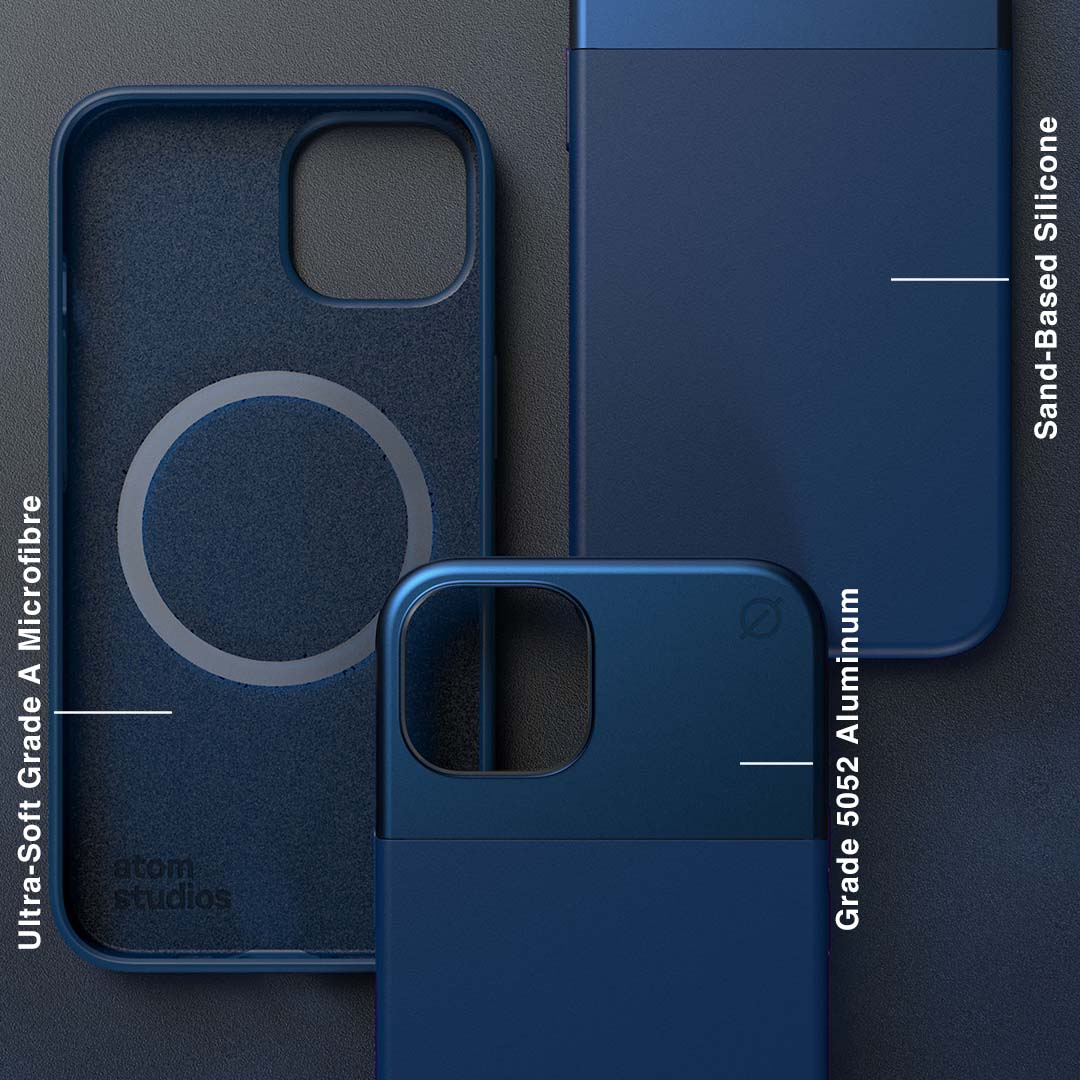 MagSafe Silicone Aluminum iPhone 14 Case Eco Slim Protection Atom Studios#color_ink-blue
