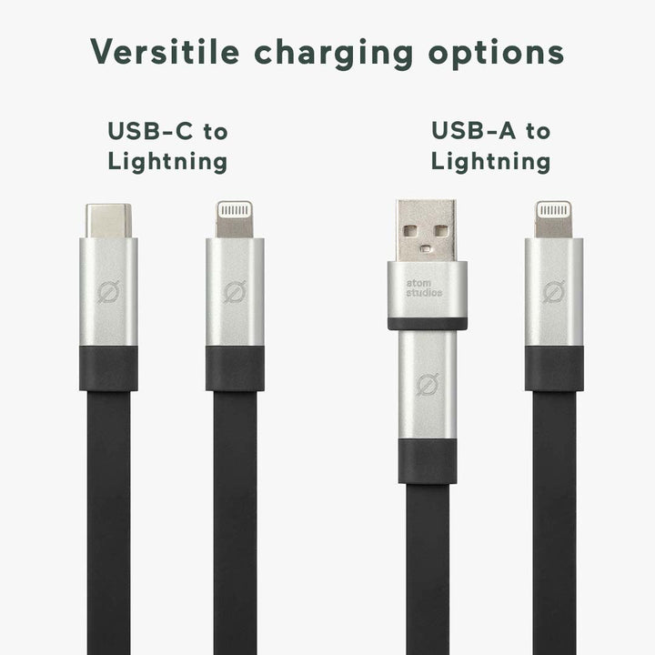 Ultra Fast Charge Lightning Cable with Weight | Atom Studios#color_carbon-black