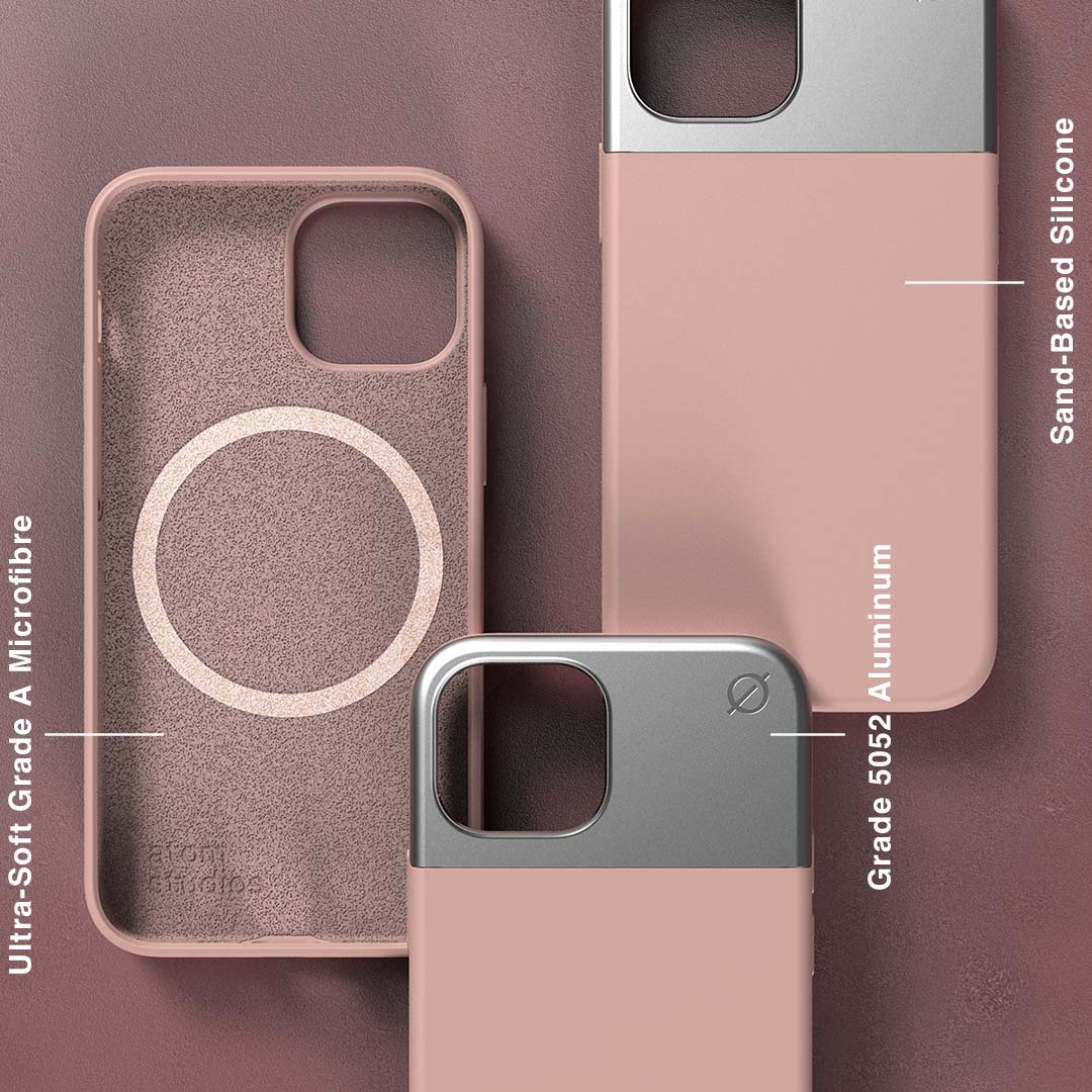 MagSafe Silicone Aluminium iPhone 13 Mini Case Eco Slim Protection Atom Studios#colour_pink-clay