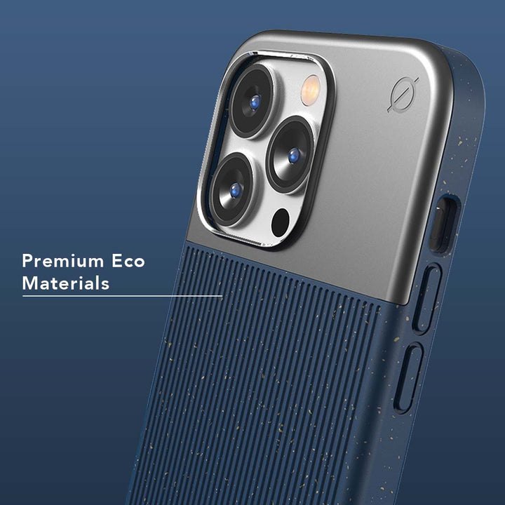 MagSafe Eco Wood Fibre and Aluminum iPhone 14 Pro Case Eco Slim Protection Atom Studios#colour_ink-blue