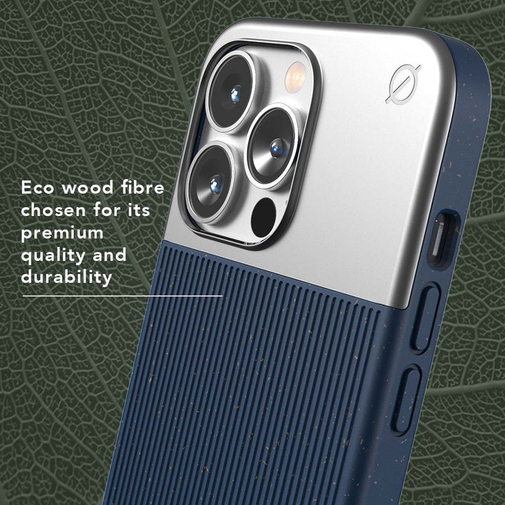 MagSafe Eco Wood Fibre and Aluminium iPhone 13 Pro Case Eco Slim Protection Atom Studios#color_ink-blue