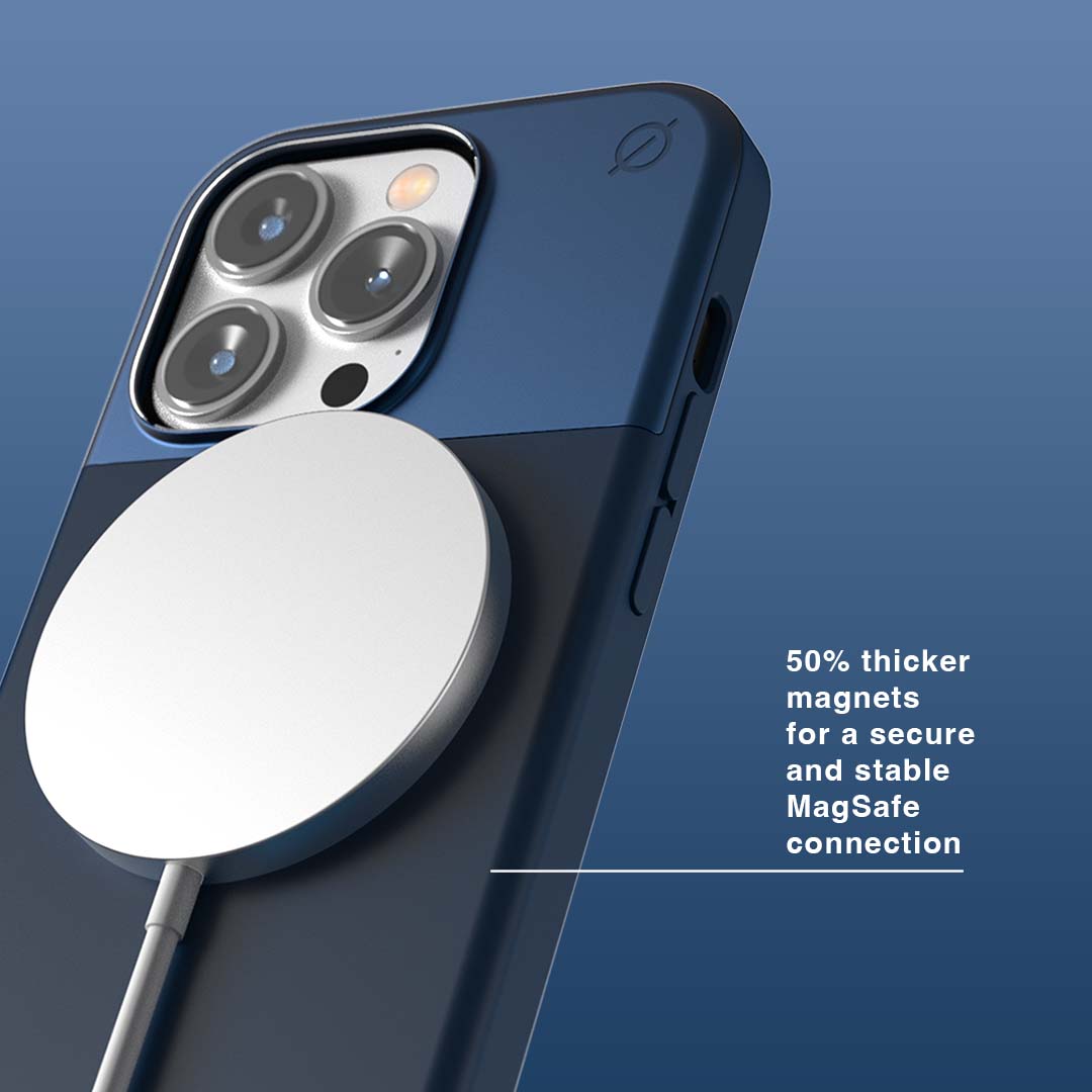 MagSafe Silicone Aluminum iPhone 14 Pro Case Eco Slim Protection Atom Studios#color_ink-blue