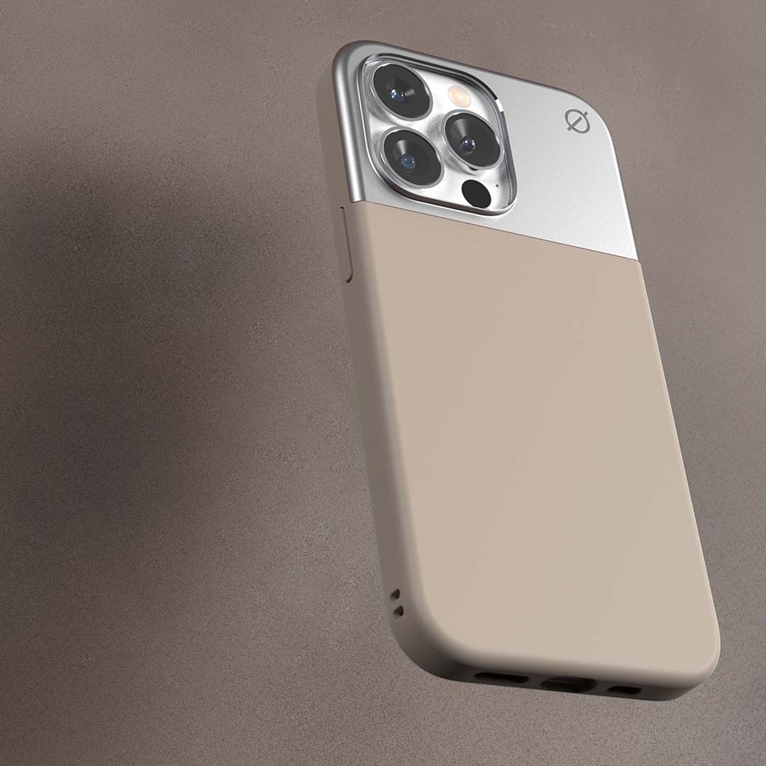MagSafe Silicone Aluminium iPhone 13 Pro Case Eco Slim Protection Atom Studios#colour_stone-beige