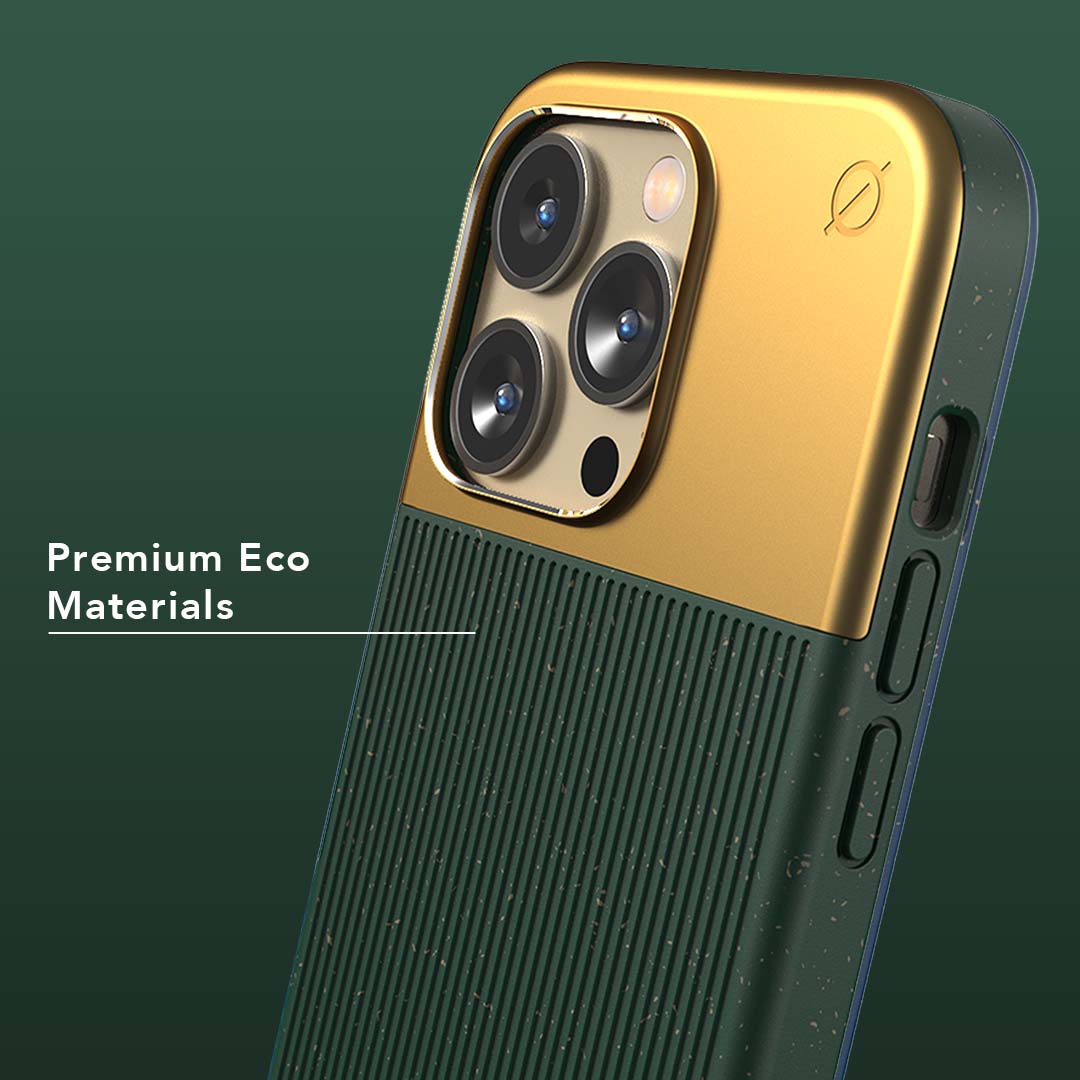 MagSafe Eco Wood Fibre and Aluminum iPhone 14 Pro Case Eco Slim Protection Atom Studios#color_atom-green
