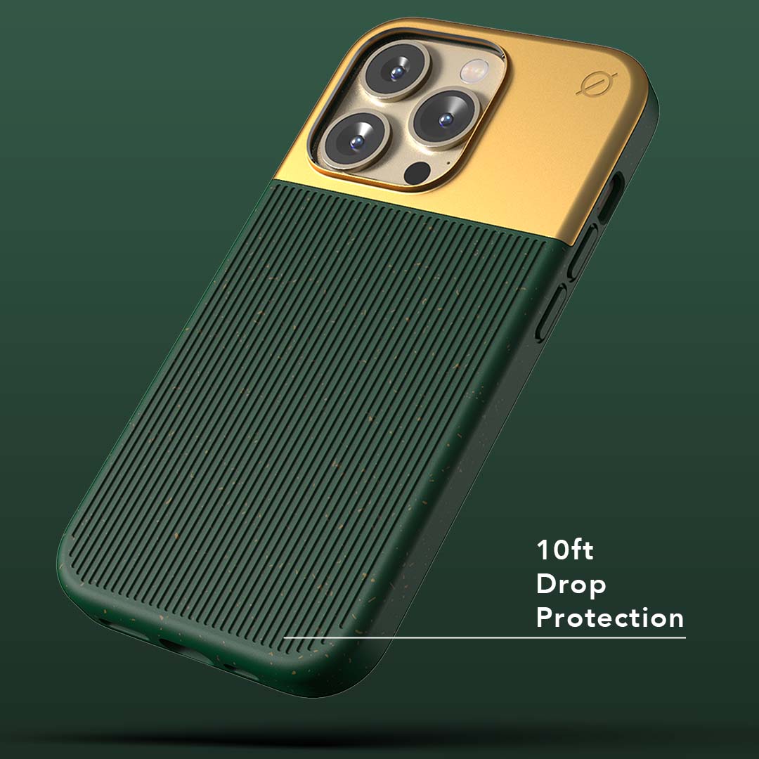 MagSafe Eco Wood Fibre and Aluminum iPhone 14 Pro Case Eco Slim Protection Atom Studios#colour_atom-green