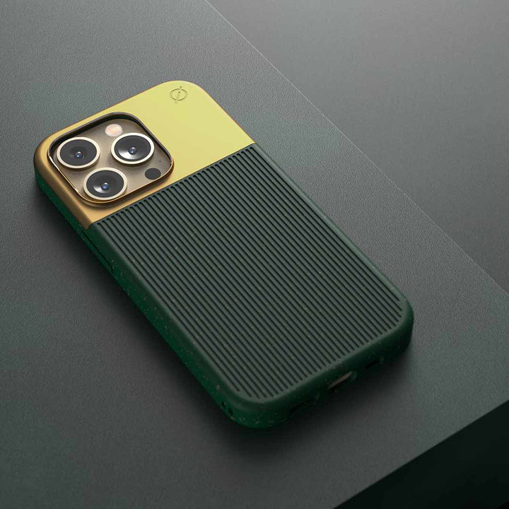 MagSafe Eco Wood Fibre and Aluminum iPhone 14 Pro Case Eco Slim Protection Atom Studios#color_atom-green
