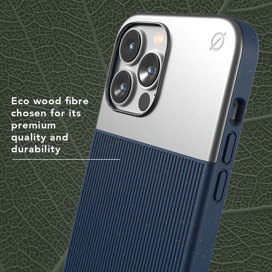 MagSafe Eco Wood Fibre and Aluminium iPhone 13 Pro Max Case Eco Slim Protection Atom Studios#color_ink-blue