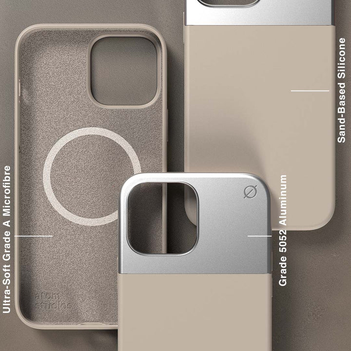 MagSafe Silicone Aluminium iPhone 13 Pro Max Case Eco Slim Protection Atom Studios#color_stone-beige