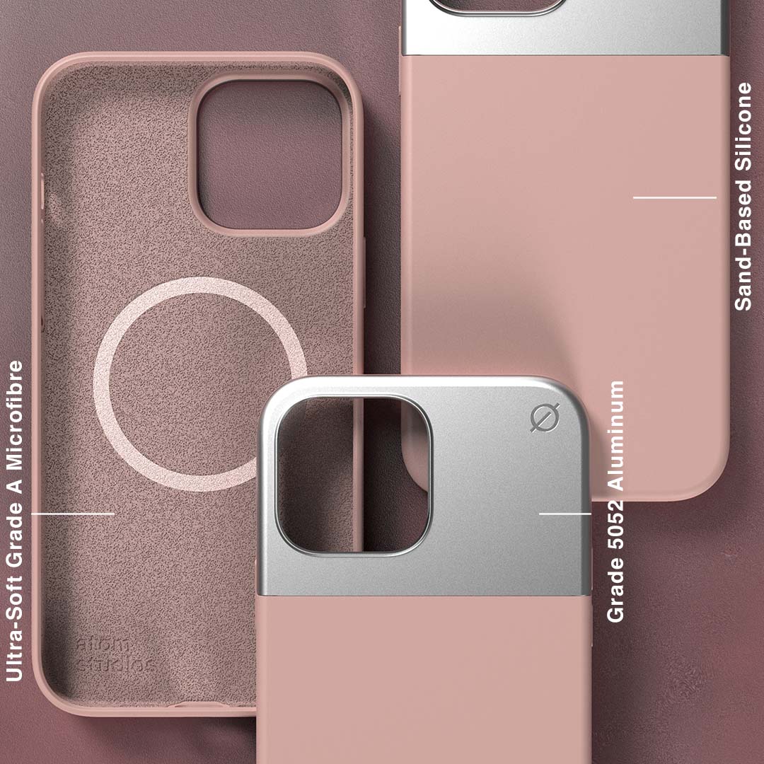 MagSafe Silicone Aluminium iPhone 13 Pro Max Case Eco Slim Protection Atom Studios#color_pink-clay