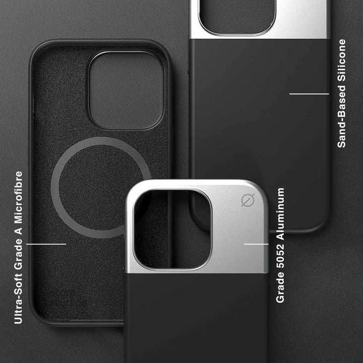 MagSafe Silicone Aluminum iPhone 14 Pro Case Eco Slim Protection Atom Studios#colour_carbon-black