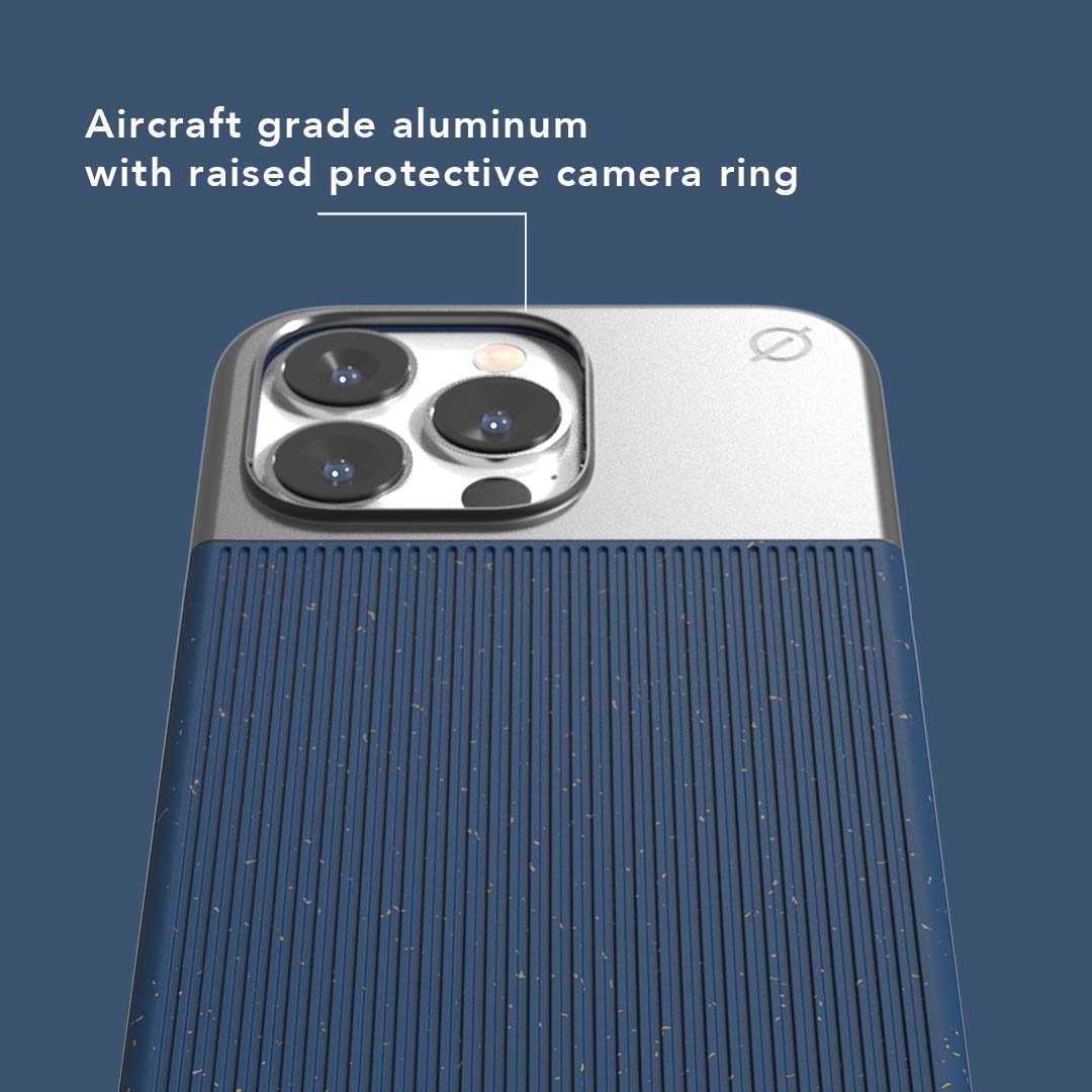 MagSafe Eco Wood Fibre and Aluminium iPhone 13 Pro Case Eco Slim Protection Atom Studios#color_ink-blue
