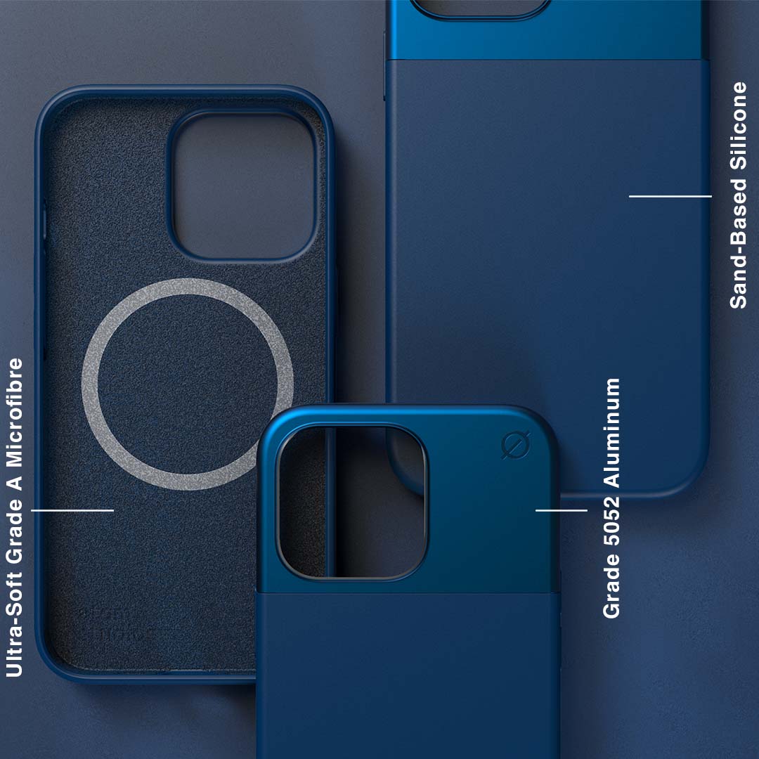 MagSafe Silicone Aluminium iPhone 13 Pro Case Eco Slim Protection Atom Studios#color_ink-blue