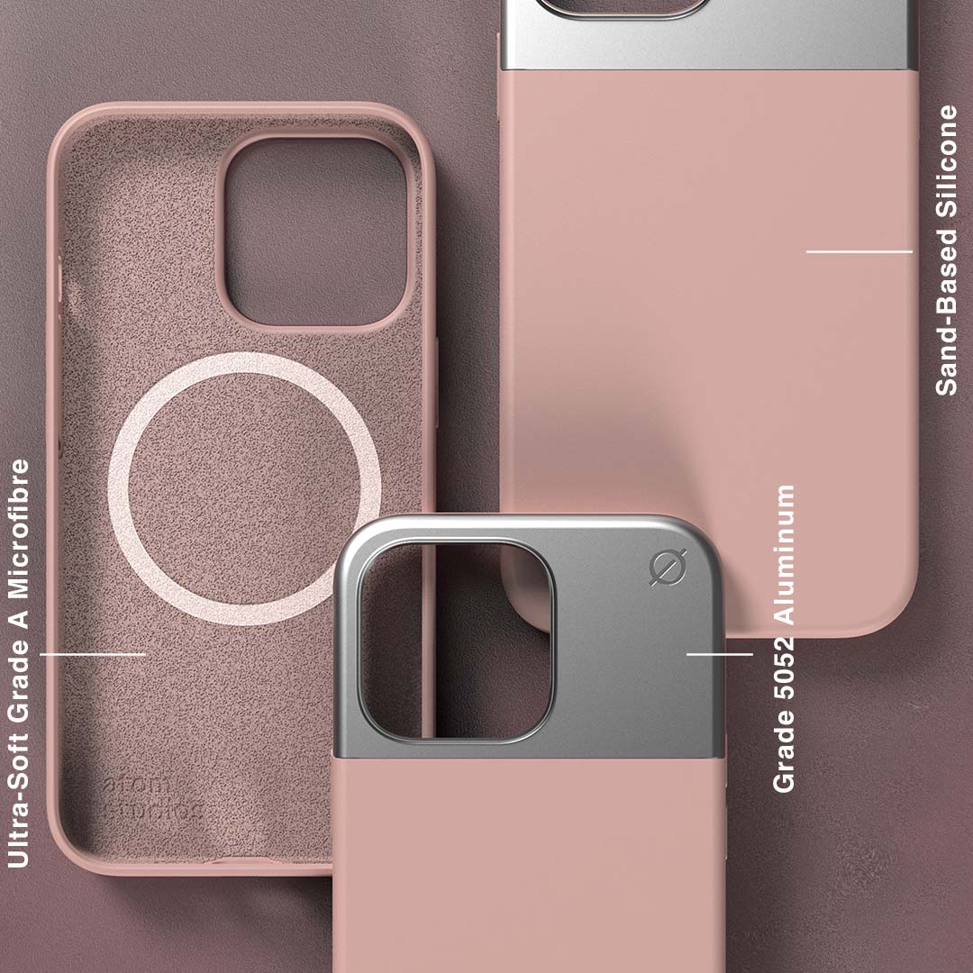 MagSafe Silicone Aluminium iPhone 13 Pro Case Eco Slim Protection Atom Studios#colour_pink-clay