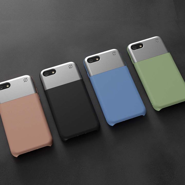 Soft Touch Silicone and Aluminium iPhone SE 8 7 6 Case Eco Slim Protection Atom Studios#colour_carbon-black
