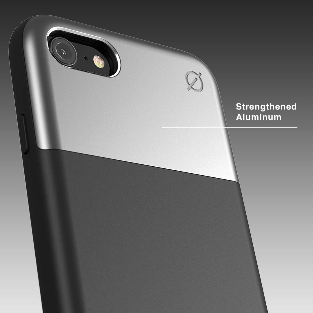 Soft Touch Silicone and Aluminium iPhone SE 8 7 6 Case Eco Slim Protection Atom Studios#color_carbon-black