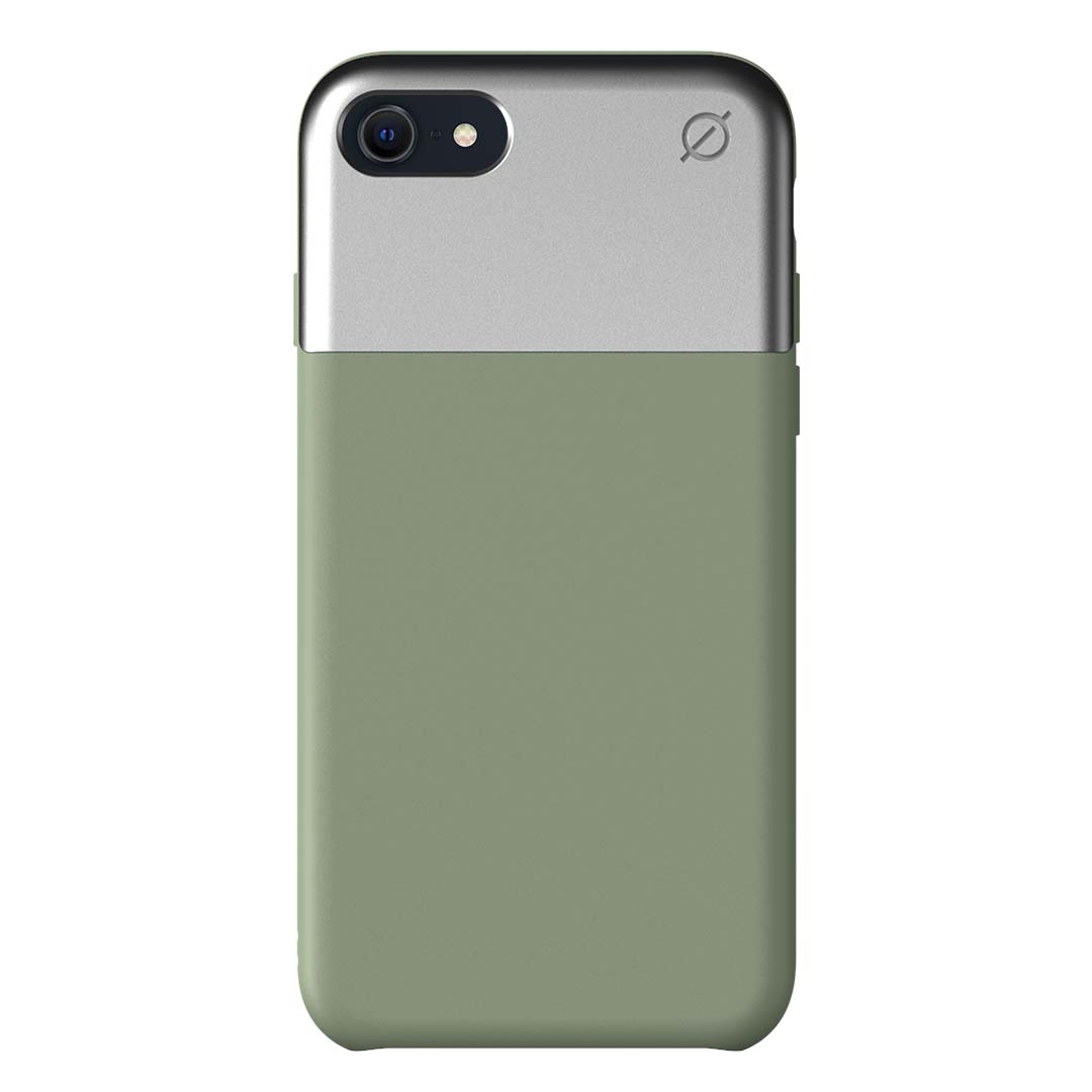 Soft Touch Silicone and Aluminium iPhone SE 8 7 6 Case Eco Slim Protection Atom Studios#colour_chlorine-green